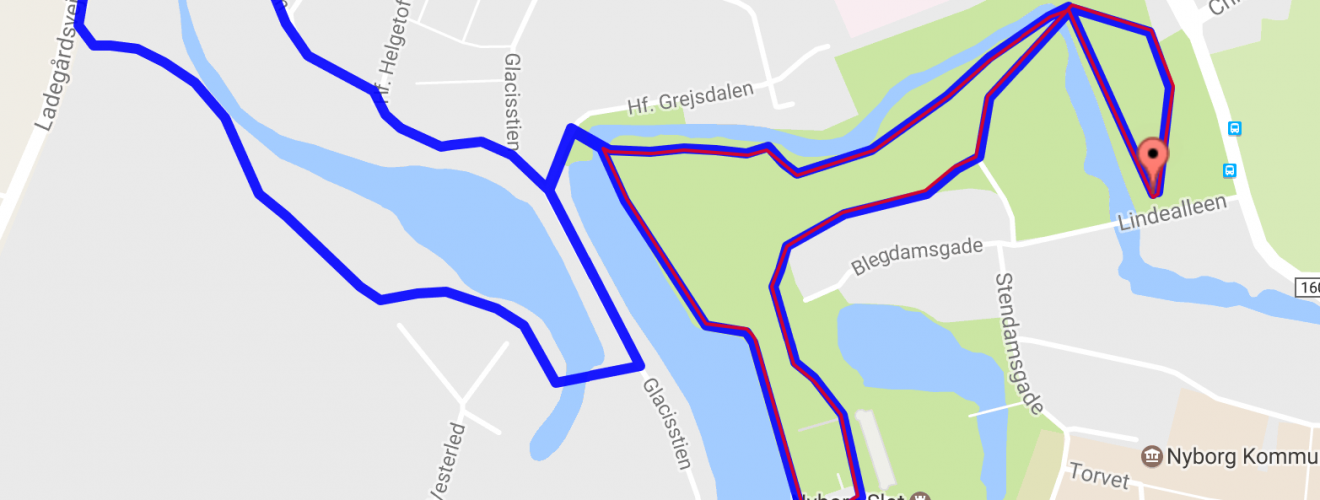 4,7 km langs voldgraven ved Nyborg Slot