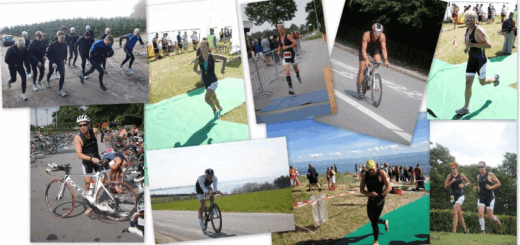 Collage med triatleter til sommerstævne ved Storebælt