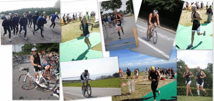 Collage med triatleter til sommerstævne ved Storebælt