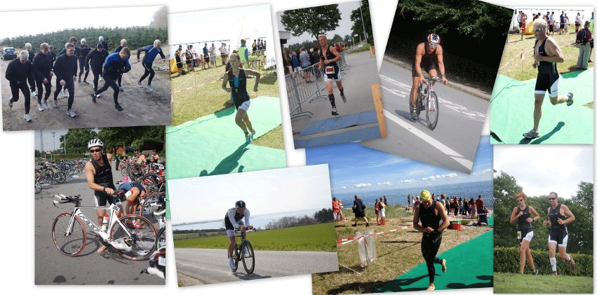 Collage med triatleter til sommerstævne ved Storebælt